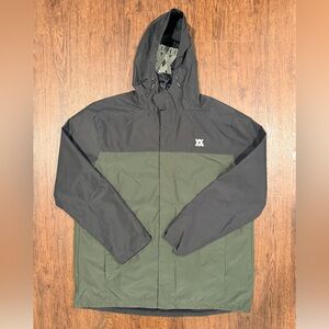 DIXXON Flannel Rain Jacket Mens 2X Green Full Zip Windbreaker Hooded Lightweight